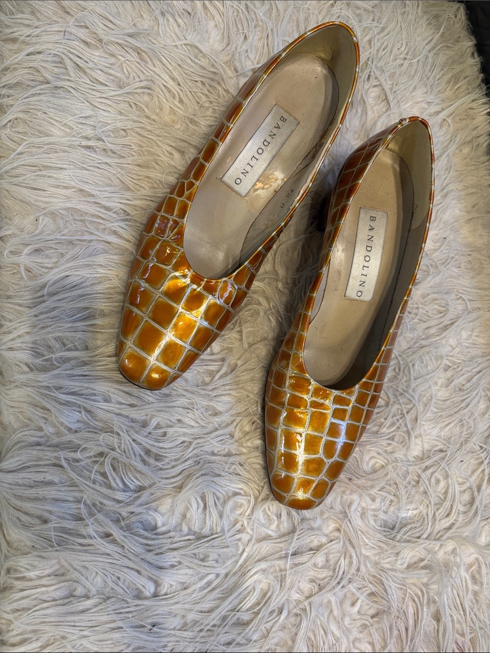 Bandolino Women's Croc-Embossed Ballet Flats in Metallic Gold-Bronze
